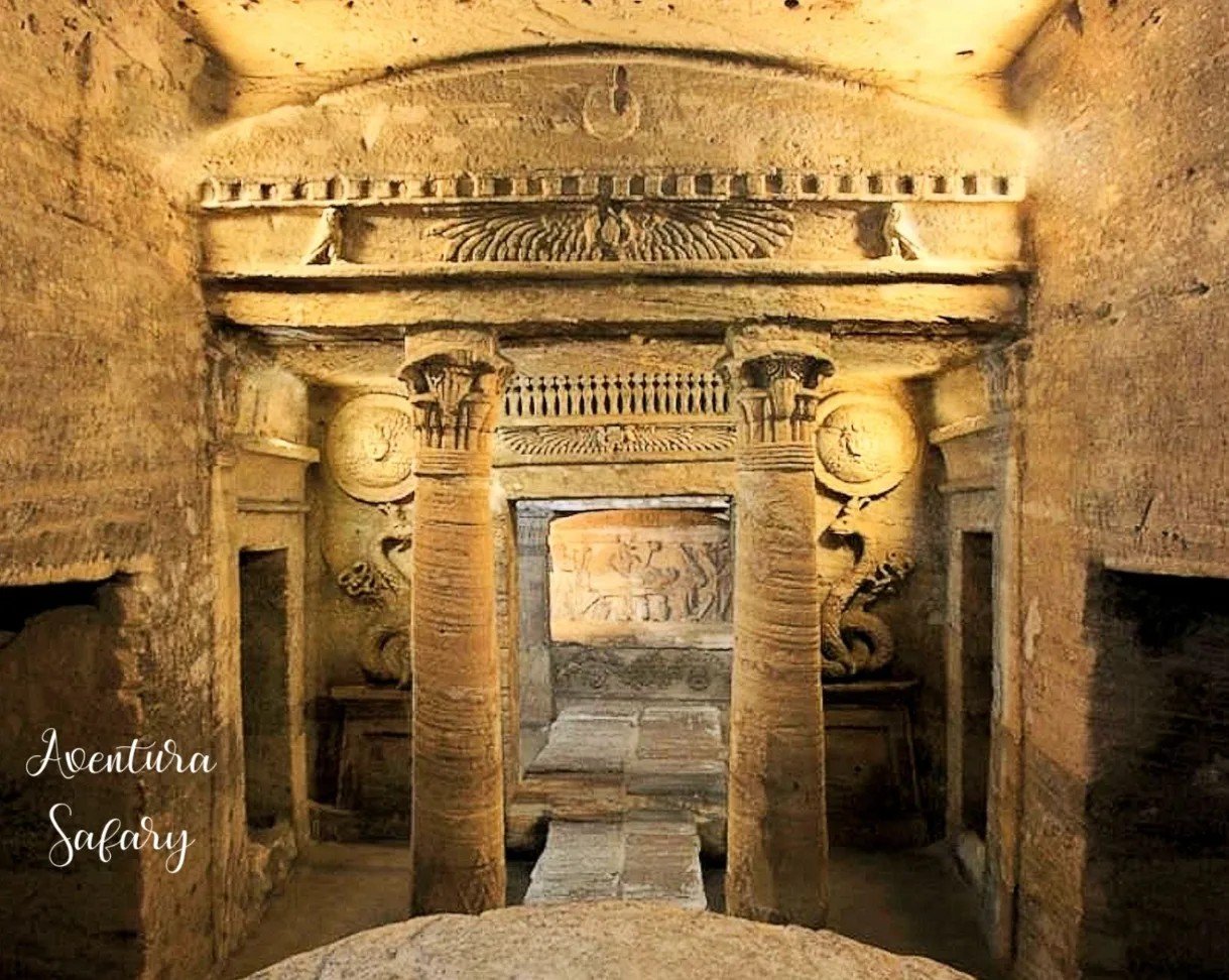 Catacombs of Kom El Shoqafa in Alexandria visited on a day tour from Cairo