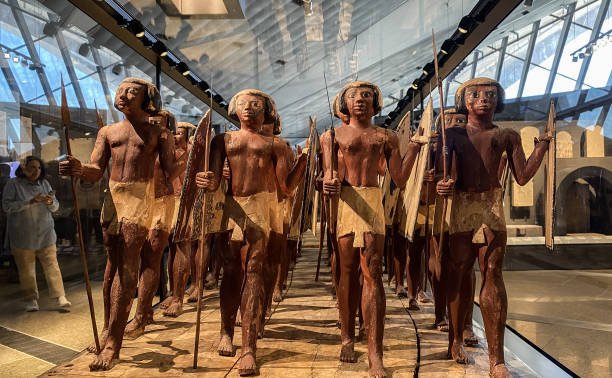 Exterior view of the Grand Egyptian Museum near the Giza Pyramids in Cairo
