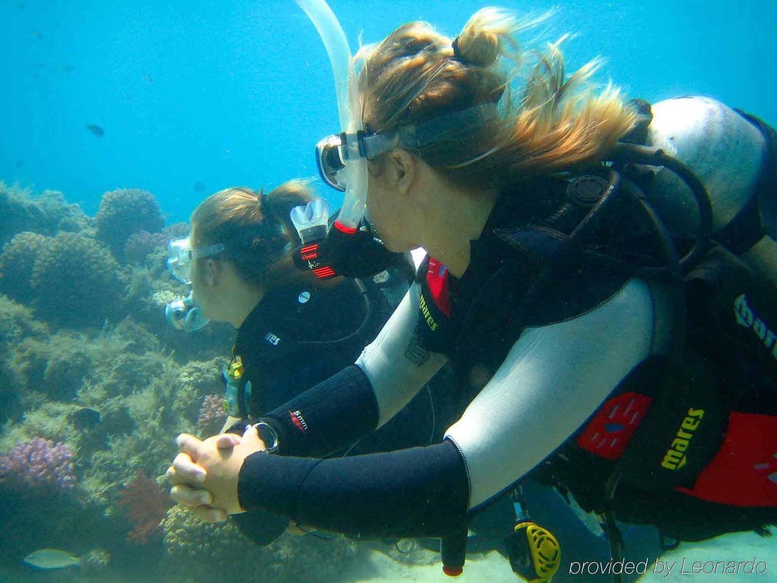 Tourist enjoying discover scuba diving in the Red Sea near Hurghada