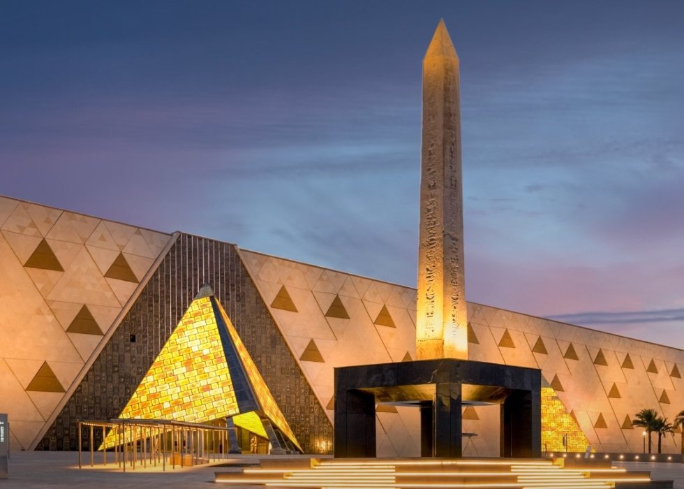 Grand Egyptian Museum near Giza showcasing ancient Egyptian artifacts